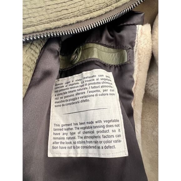 Georgio Brato Leather Bomber Jacket in Green & Brown - Picture 10 of 11